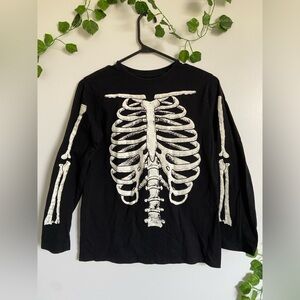 The Childrens Place Spooky Skeleton Ribcage Long Sleeve Halloween Shirt Sz 10/12
